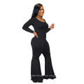 Superstarer Most Popular Wholesale Autumn Fall Flared Pants Suit 2020 Long Sleeve Sexy Jumpsuits Women